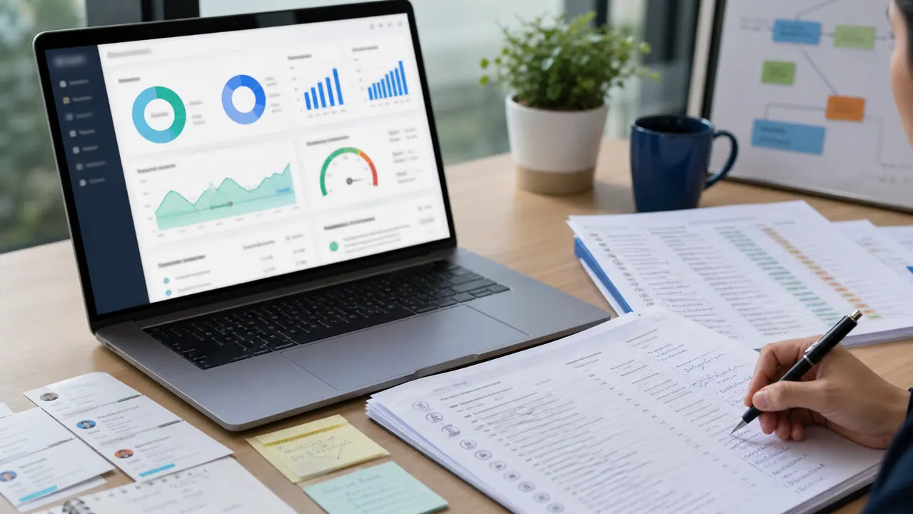 Ảnh dashboard đo AI citation brand mention source quality và assisted lead bằng bảng log và biểu đồ marketing