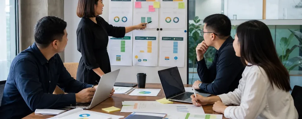 Ảnh đội SME đánh giá proposal và scorecard để chọn digital marketing agency trước khi ký hợp đồng