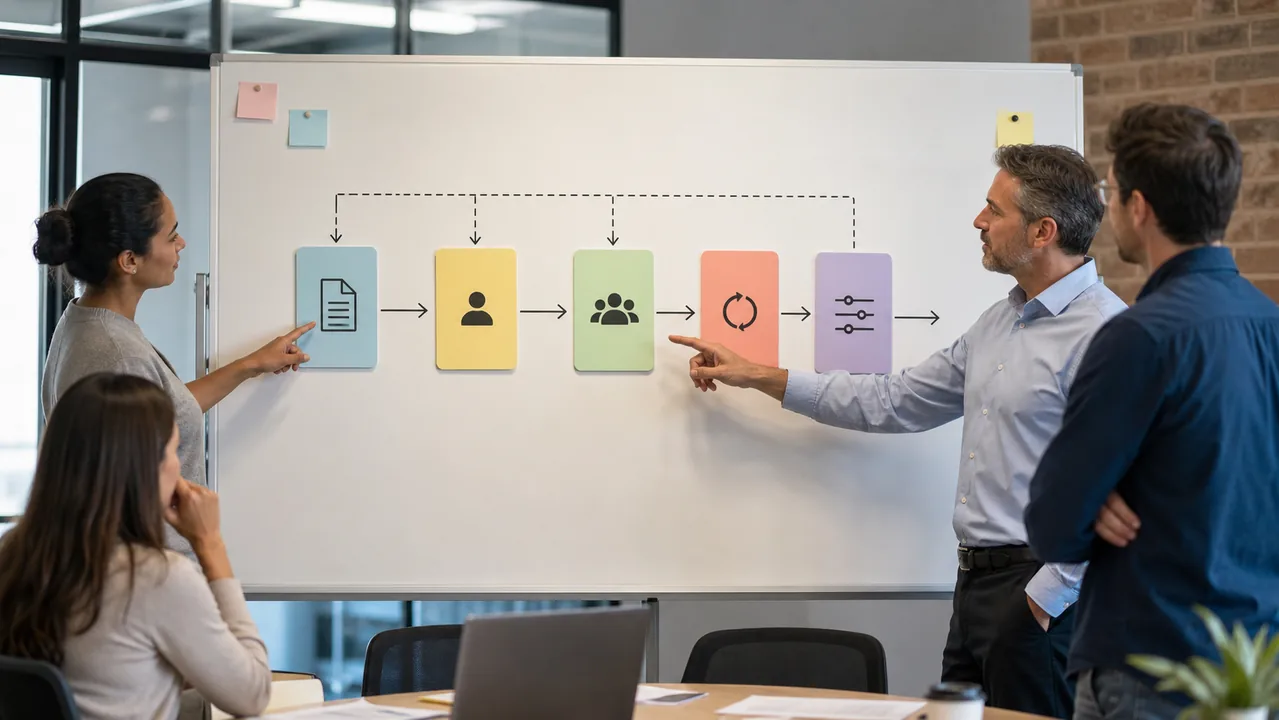 Ảnh escalation flow AI Marketing từ AI output qua human reviewer owner decision rollback và cập nhật control