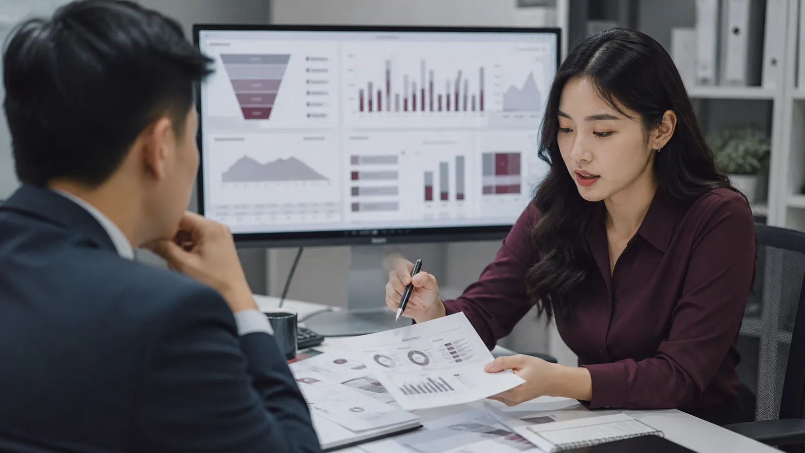 Marketing analyst giải thích biến động KPI hàng tuần trên dashboard funnel và báo cáo pipeline