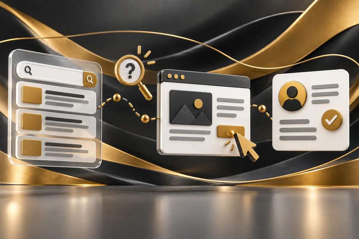 Minh họa các khoảng đứt dữ liệu giữa hiển thị AI Search, lượt truy cập website và lead CRM