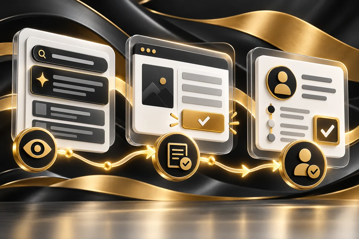 Minh họa ba lớp đo lường từ hiển thị tìm kiếm đến form website và lead được xác nhận trong CRM