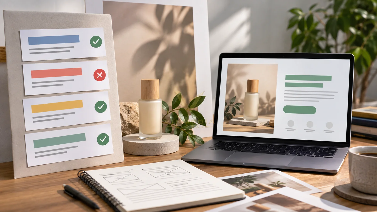 Ảnh biên tập mô phỏng quá trình soát copy ảnh và trang đích