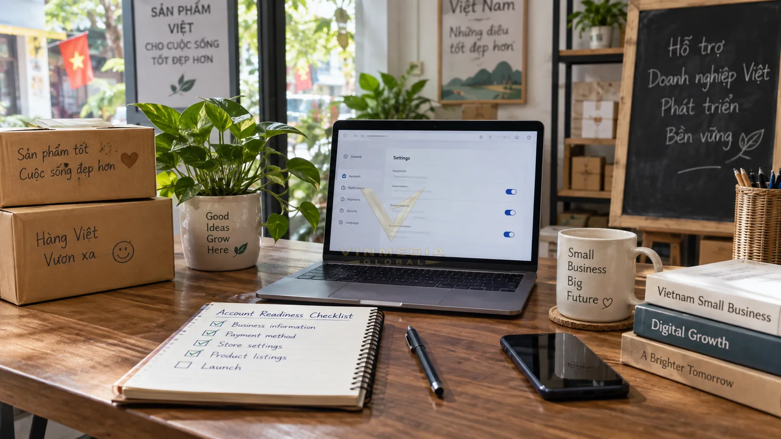 Ảnh biên tập mô phỏng checklist tài khoản doanh nghiệp Việt