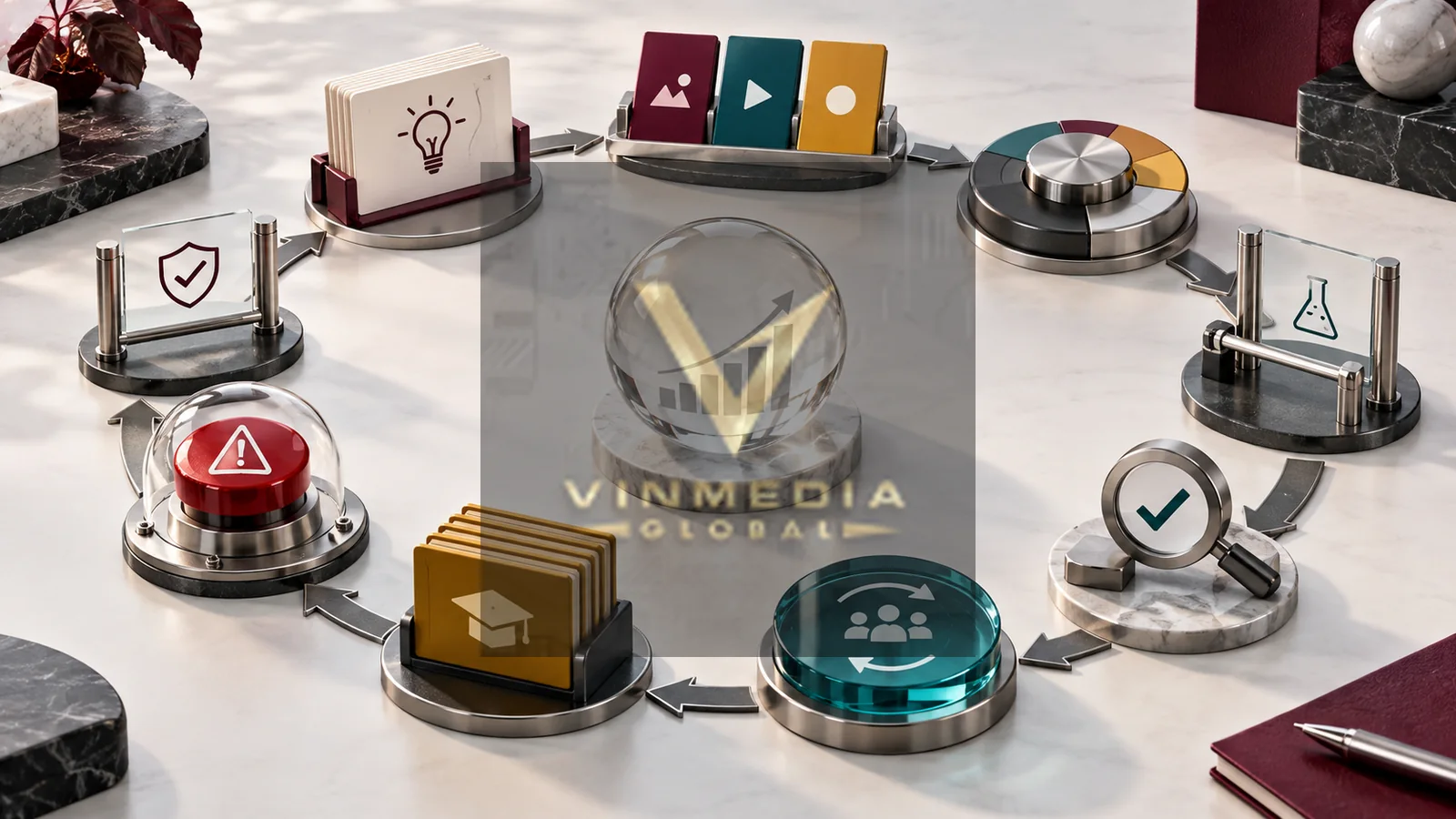 Mô phỏng vòng lặp giả thuyết creative media thử nghiệm kiểm chứng và học hỏi