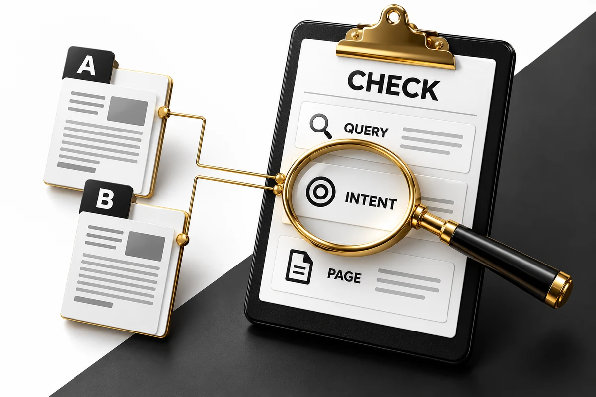 Kiểm truy vấn, intent và hai trang trước khi kết luận trùng từ khóa