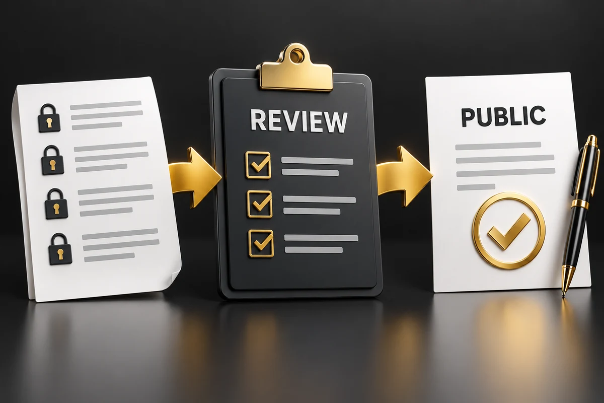 Duyệt quyền công bố trước khi đưa bằng chứng lên website