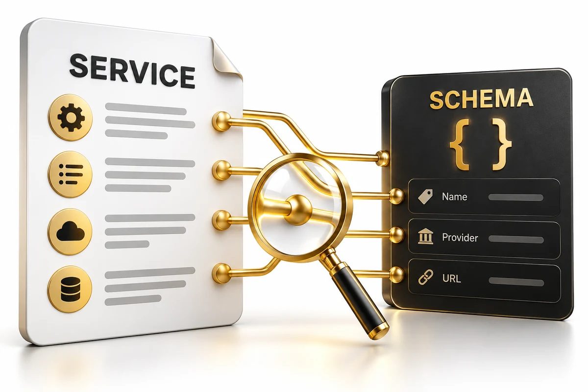 Schema mô tả đúng trang dịch vụ và đơn vị cung cấp